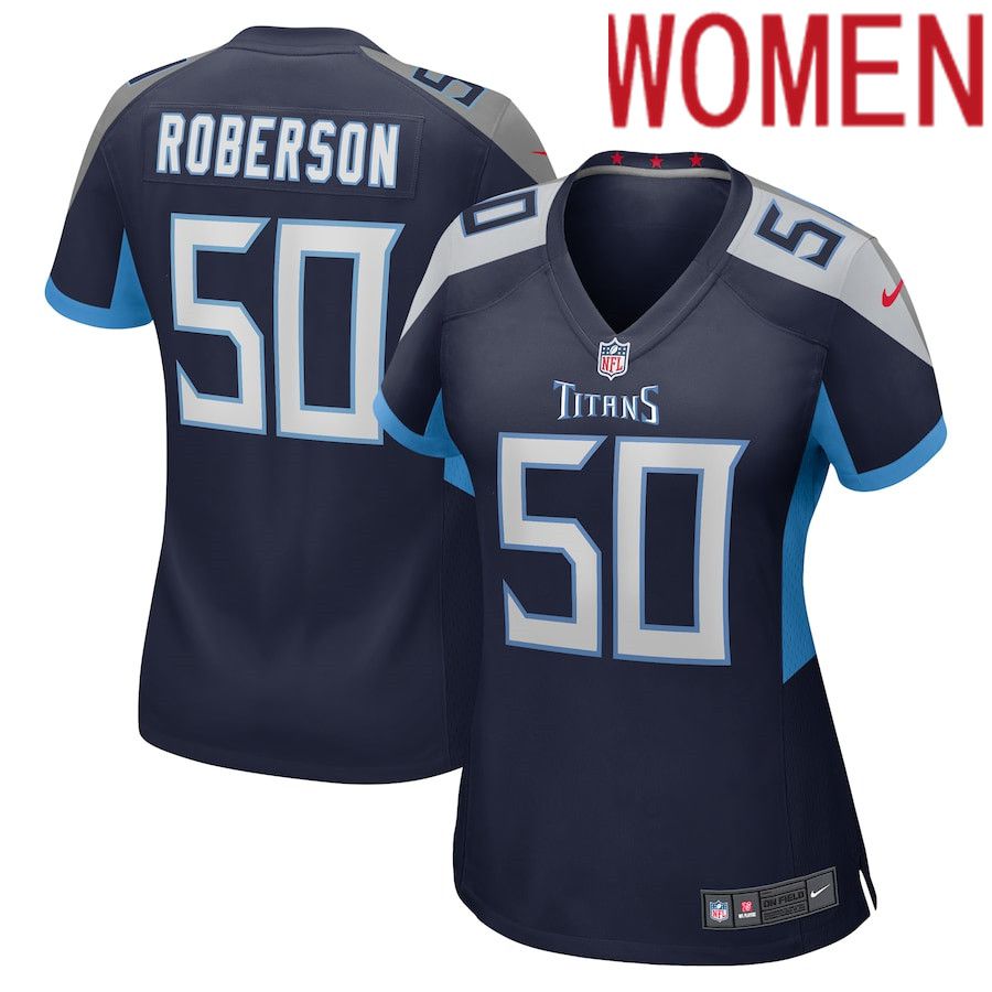 Women Tennessee Titans #50 Derick Roberson Nike Navy Game NFL Jersey